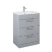 Belmont Square Floor Standing 3 Drawer Vanity Unit | 600mm | Gloss Light Grey