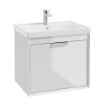 Fjord Wall Hung Vanity Unit | 600mm | Gloss White | Brushed Chrome Handle