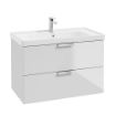 Stockholm Wall Hung Vanity Unit | 800mm | Gloss White | Brushed Chrome Handle