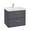 Finland Wall Hung Vanity Unit | 600mm Midnight Grey | Brushed Chrome Handle