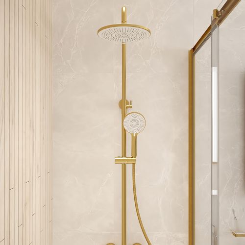 Alita Rain Thermostatic Shower Kit | Brushed Gold