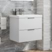 Stockholm Wall Hung Vanity Unit | 600mm | Gloss White | Brushed Chrome Handle