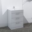 Belmont Square Floor Standing 3 Drawer Vanity Unit | 600mm | Gloss Light Grey