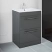 Otto Plus Floor Standing 2 Drawer Vanity Unit | 600mm | Gloss Grey