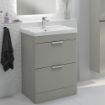 Stockholm Floor Standing 2 Drawer Vanity Unit | 600mm | Arctic Grey | Brushed Chrome Handle