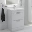 Stockholm Floor Standing 2 Drawer Vanity Unit | 600mm | Gloss White | Brushed Chrome Handle