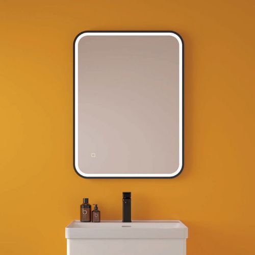 Astrid Beam Illuminated Rectangle Mirror | 700mm x 500mm | Black Frame