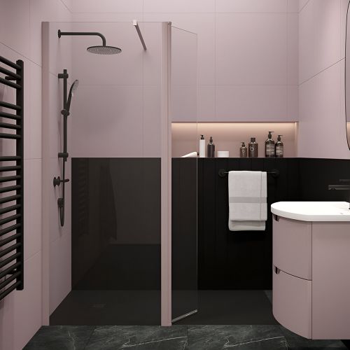 Aspect | Wetroom Panel | 500mm | Cashmere Pink